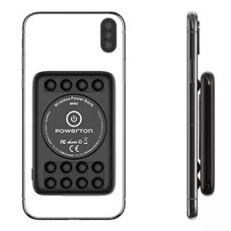 Powerton, power bank vezeték nélküli töltéssel, Li-Pol, 5V, telefon/tablet töltés, WBP5, 5000mAh, tapadókorongok a telefonra való felragasztáshoz, és a telefonra való felragasztáshoz. Powerton, power bank vezeték nélküli töltéssel, Li-Pol, 5V, telefon/tablet töltés, WBP5, 5000mAh, tapadókorongok a telefonra való felragasztáshoz, és a telefonra való felragasztáshoz.
