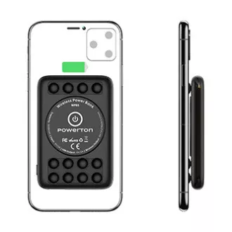 Powerton, power bank vezeték nélküli töltéssel, Li-Pol, 5V, telefon/tablet töltés, WBP5, 5000mAh, tapadókorongok a telefonra való felragasztáshoz, és a telefonra való felragasztáshoz. Powerton, power bank vezeték nélküli töltéssel, Li-Pol, 5V, telefon/tablet töltés, WBP5, 5000mAh, tapadókorongok a telefonra való felragasztáshoz, és a telefonra való felragasztáshoz.