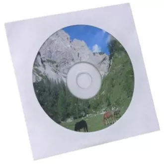 Boríték 1 CD-hez, papír, fehér, ablakkal, logóval, 100 darabos csomagban