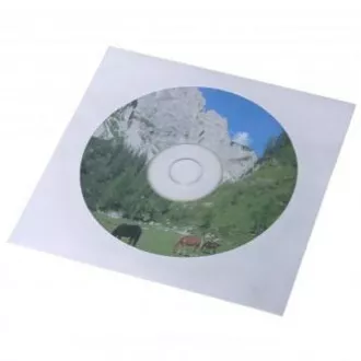 Boríték 1 CD-hez, papír, fehér, ablakkal, logóval, 100 darabos csomagban