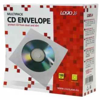 Boríték 1 CD-hez, papír, fehér, ablakkal, logóval, 100 darabos csomagban
