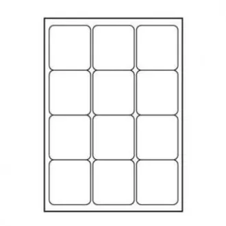 Logós címkék 66mm x 70mm, A4, matt, fehér, 12 címke, 140g/m2, 10 darabos csomag, tintasugaras és lézernyomtatókhoz