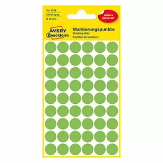 Avery Zweckform címkék 12mm, neonzöld, 54 címke, filctoll, 5 darabos csomag, 3149, kézíráshoz