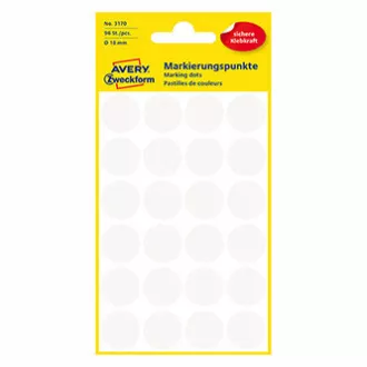 Avery Zweckform címkék 18mm, fehér, 24 címke, jelölő, 4 db-os csomag, 3170, kézíráshoz