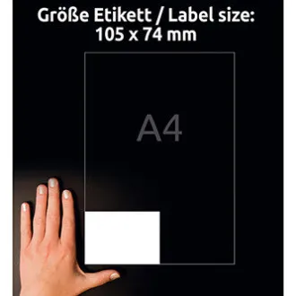 Avery Zweckform címkék 105 mm × 74 mm, A4, fehér, 8 címke, 100 darabos csomagolásban, 3427, lézer- és tintasugaras nyomtatókhoz, fénymásolókhoz Avery Zweckform címkék 105 mm × 74 mm, A4, fehér, 8 címke, 100 darabos csomagolásban, 3427, lézer- és tintasugaras nyomtatókhoz, fénymásolókhoz