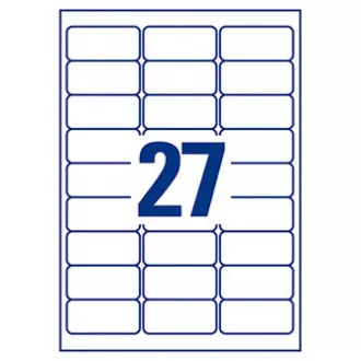 Avery Zweckform címkék 63,5 mm x 29,6 mm, A4, fehér, 27 címke, eltávolítható, 25 darabos csomag, L4737REV-25, lézer- és tintasugaras nyomtatáshoz.
