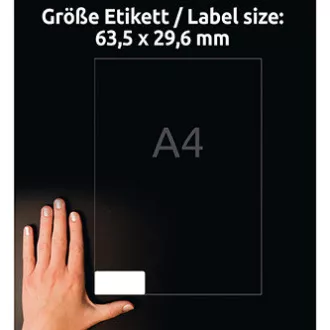 Avery Zweckform címkék 63,5 mm x 29,6 mm, A4, fehér, 27 címke, eltávolítható, 25 darabos csomag, L4737REV-25, lézer- és tintasugaras nyomtatáshoz.