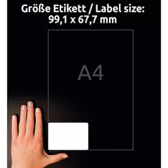 Avery Zweckform címkék 99,1mm x 67,7mm, A4, matt, fehér, 8 címke, nagyon tartós, 20 darabos csomag, L4715-20, lézernyomtatókhoz, lézernyomtatóhoz.