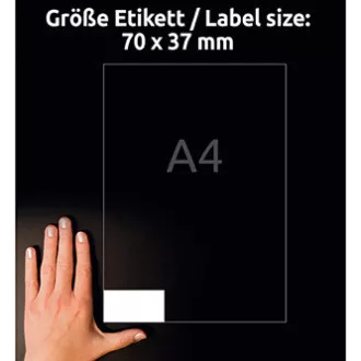 Avery Zweckform címkék 70mm x 37mm, A4, matt, fehér, 24 címke, nagyon tartós, 20 darabos csomag, L4718-20, lézernyomtatókhoz Avery Zweckform címkék 70mm x 37mm, A4, matt, fehér, 24 címke, nagyon tartós, 20 darabos csomag, L4718-20, lézernyomtatókhoz