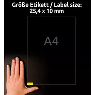 Avery Zweckform címkék 25.4mm x 10mm, A4, sárga, 189 címke, mini, eltávolítható, 20 darabos csomag, L6037-20, lézer és tintasugaras nyomtatáshoz