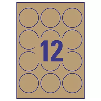 Avery Zweckform címkék 60mm, A4, natúr barna, 12 címke, 25 darabos csomag, L7106-25, lézer- és tintasugaras nyomtatókhoz, ko