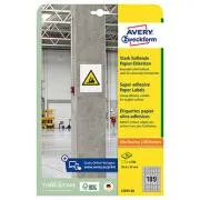 Avery Zweckform címkék 25.4mm x 10mm, A4, fehér, 189 címke, magas ragasztóanyaggal, 20 darabos csomag, L7871-20, lézer és atr nyomtatókhoz