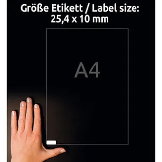 Avery Zweckform címkék 25.4mm x 10mm, A4, fehér, 189 címke, magas ragasztóanyaggal, 20 darabos csomag, L7871-20, lézer és atr nyomtatókhoz Avery Zweckform címkék 25.4mm x 10mm, A4, fehér, 189 címke, magas ragasztóanyaggal, 20 darabos csomag, L7871-20, lézer és atr nyomtatókhoz