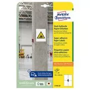Avery Zweckform címkék 105mm x 148mm, A4, fehér, 4 címke, magas öntapadó képességű, 20 darabos csomag, L7876-20, lézer- és atram-alapú címkékhez.