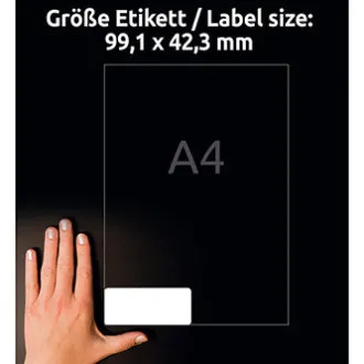 Avery Zweckform címkék 99,1 mm × 42,3 mm, A4, fehér, 12 címke, rendkívül strapabíró, 40 darabos csomagolásban, L7913-40, lézernyomtatókhoz és