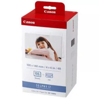 Canon színes tintapapír készlet, KP108IN, KP-108IN, fotópapír, 3 csomag KP36IN típusú fényes, 3115B001, fehér, CP100, 220, 300, 330, 400