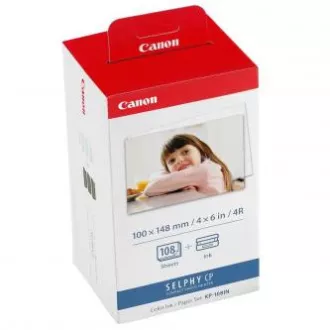 Canon színes tintapapír készlet, KP108IN, KP-108IN, fotópapír, 3 csomag KP36IN típusú fényes, 3115B001, fehér, CP100, 220, 300, 330, 400