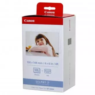 Canon színes tintapapír készlet, KP108IN, KP-108IN, fotópapír, 3 csomag KP36IN típusú fényes, 3115B001, fehér, CP100, 220, 300, 330, 400