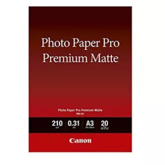 Canon fotópapír prémium matt, PM-101, fotópapír, matt, 8657B006, fehér, A3, 210 g/m2, 20 db, tintasugaras fotópapír