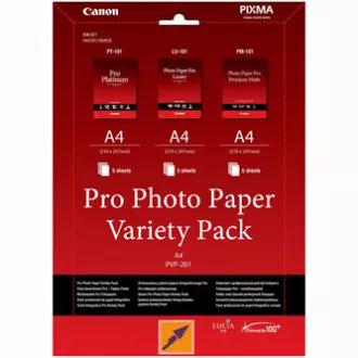Canon Photo Paper Pro Variety Pack PVP-201, PVP-201, fotópapír, 5x matt PM-101, 5x fényes PT-101, 5x LU-101 típusú fényes, 6211B02