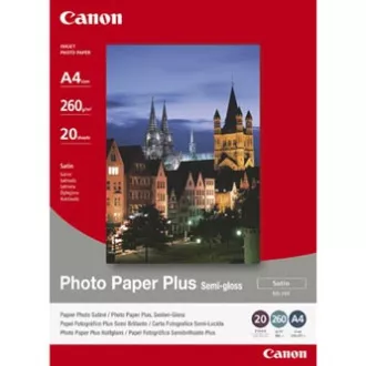 Canon Photo Paper Plus Semi-Glossy, SG-201, fotópapír, félfényes, szatén 1686B018, fehér, 20x25cm, 8x10", 260 g/m2, 20 db,