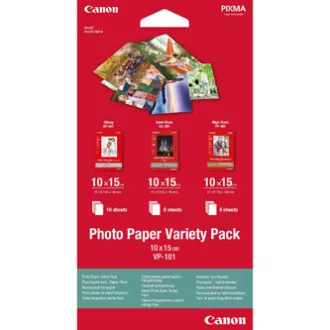 Canon Photo Paper Variety Pack VP-101, VP-101, fotópapír, 5x PP201, 5x SG201, 10x GP501 típus fényes, 0775B078, fehér, 10x15cm, 4x6" Canon Photo Paper Variety Pack VP-101, VP-101, fotópapír, 5x PP201, 5x SG201, 10x GP501 típus fényes, 0775B078, fehér, 10x15cm, 4x6"