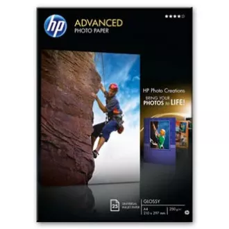 HP Advanced Glossy Photo Paper, Q5456A, fotópapír, fényes, fejlett típusú fehér, A4, 250 g/m2, 25 db, tintasugaras fotópapír
