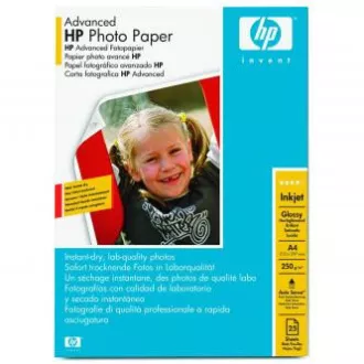 HP Advanced Glossy Photo Paper, Q5456A, fotópapír, fényes, fejlett típusú fehér, A4, 250 g/m2, 25 db, tintasugaras fotópapír
