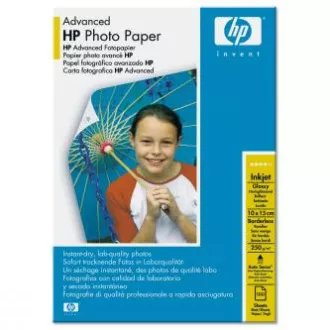 HP Advanced Glossy Photo Paper, Q8692A, fotópapír, szegély nélküli fényes típus, fejlett típusú fehér, 10x15cm, 4x6", 250 g/m2, 100 db,