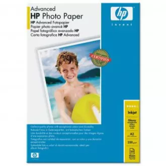HP Advanced Glossy Photo Paper, Q8697A, fotópapír, fényes, fejlett típusú fehér, A3, 250 g/m2, 20 db, tintasugaras fotópapír