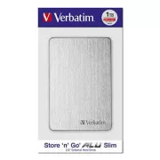 Verbatim külső merevlemez, Store,n,Go ALU Slim, 2.5", USB 3.0, 1TB, 53663, Ezüst