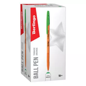 Berlingo, golyóstoll, zöld, 50db, 0.7mm, Tribase narancssárga