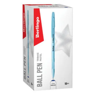 Berlingo, golyóstoll, kék, 50db, 0.7mm, Tribase pasztell színben