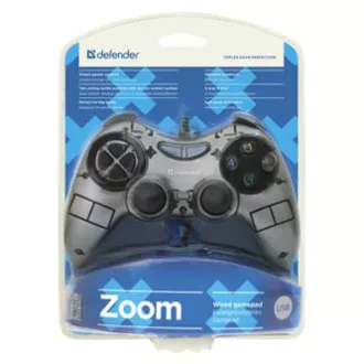Defender Zoom Gamepad, 10tb., USB, szürke, rezgő, Windows XP/VISTA/7/8/10