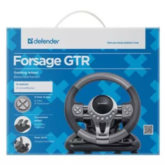 Defender FORSAGE GTR kormánykerék, 12, USB, fekete/szürke, pedálokkal, Windows 98/2000 / ME / XP / VISTA / VISTA / 7