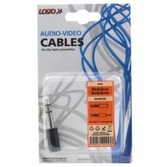 Audió redukció, jack (6.3mm) hím - jack (3.5mm) női, sztereó, fekete, logós buborékfólia