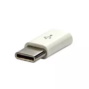 USB reduktor, (2.0), USB C hím - microUSB csatlakozó, fehér