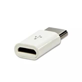 USB reduktor, (2.0), USB C hím - microUSB csatlakozó, fehér