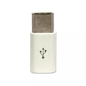 USB reduktor, (2.0), USB C hím - microUSB csatlakozó, fehér