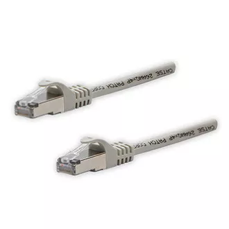 LAN kábel FTP patchkábel, Cat.5e, RJ45 csatlakozó - RJ45 csatlakozó, 3 m, árnyékolt, szürke, tiszta réz, gazdaságos