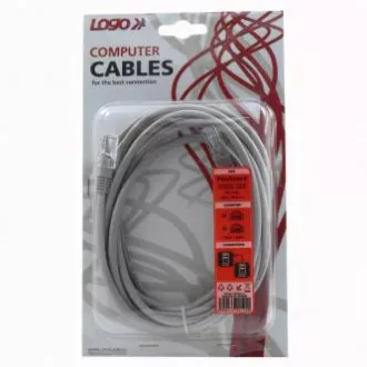 LAN kábel UTP crossover patchkábel, Cat.5e, RJ45 hím - RJ45 hím, 3 m, árnyékolatlan, crossover, szürke, 2 PC csatlakoztatására, Logo
