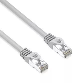 LAN kábel S/FTP patchkábel, Cat.6a, RJ45 csatlakozó - RJ45 csatlakozó, 10 m, dupla árnyékolás, LSOH, szürke, 10 Gbps, gazdaságos, 10 Gbps