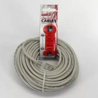 LAN hálózati kábel UTP patchkábel, Cat.5e, RJ45 csatlakozó - RJ45 csatlakozó, 15 m, árnyékolatlan, szürke, Logo LOGO táska