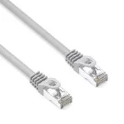 LAN kábel S/FTP patchkábel, Cat.6a, RJ45 csatlakozó - RJ45 csatlakozó, 15 m, dupla árnyékolás, LSOH, szürke, 10 Gbps, gazdaságos, 10 Gbps