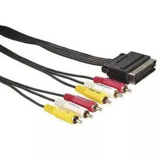 Videokábel SCART hím - 6x CINCH hím, 1,5m, fekete