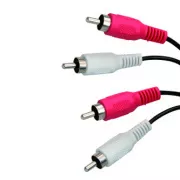 Audiokábel 2x CINCH hím - 2x CINCH hím, 1,5m, fekete, logós buborékcsomagolásban