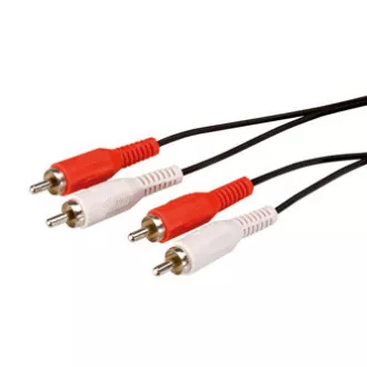Audiokábel 2x CINCH hím - 2x CINCH hím, 1,5m, fekete, logós buborékcsomagolásban