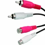 Audió hosszabbító kábel 2x CINCH hím - 2x CINCH női, 1,5m, fekete