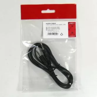 Audiokábel Jack (3.5mm) hím - Jack (3.5mm) hím, 1.5m, fekete, Logo