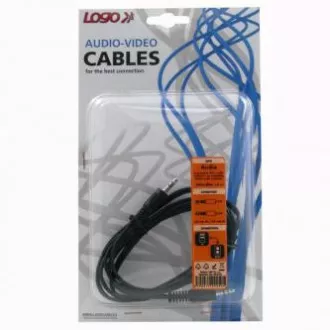 Audiokábel Jack (3.5mm) hím - Jack (3.5mm) hím, 1.5m, fekete, Logo buborékcsomagolásban